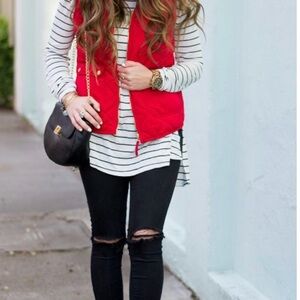 J. Crew Red Quilted Vest